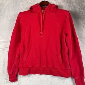 Athleta Womens M Red Hoodie Sweatshirt Raglan Sleeve Cotton Blend Excellent